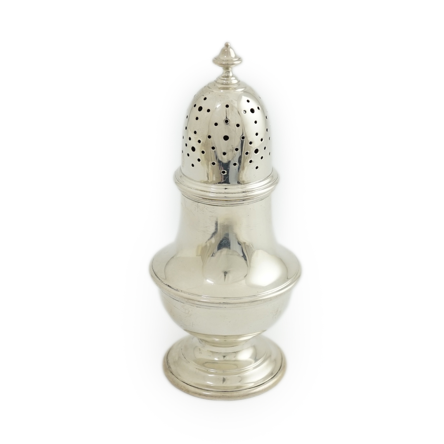 A George V silver baluster sugar caster, Edward Barnard & Sons Ltd